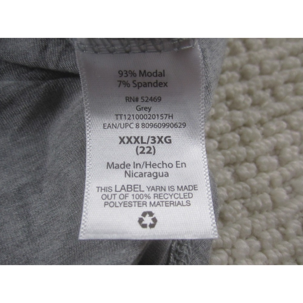 Time‎ & Tru Shirt 3XL Gray V-Neck Short Sleeve Basic Solid Stretch Modal - Picture 5 of 9